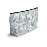 Cherry Plum Leaves Accessory Pouch w T-bottom in Aqua